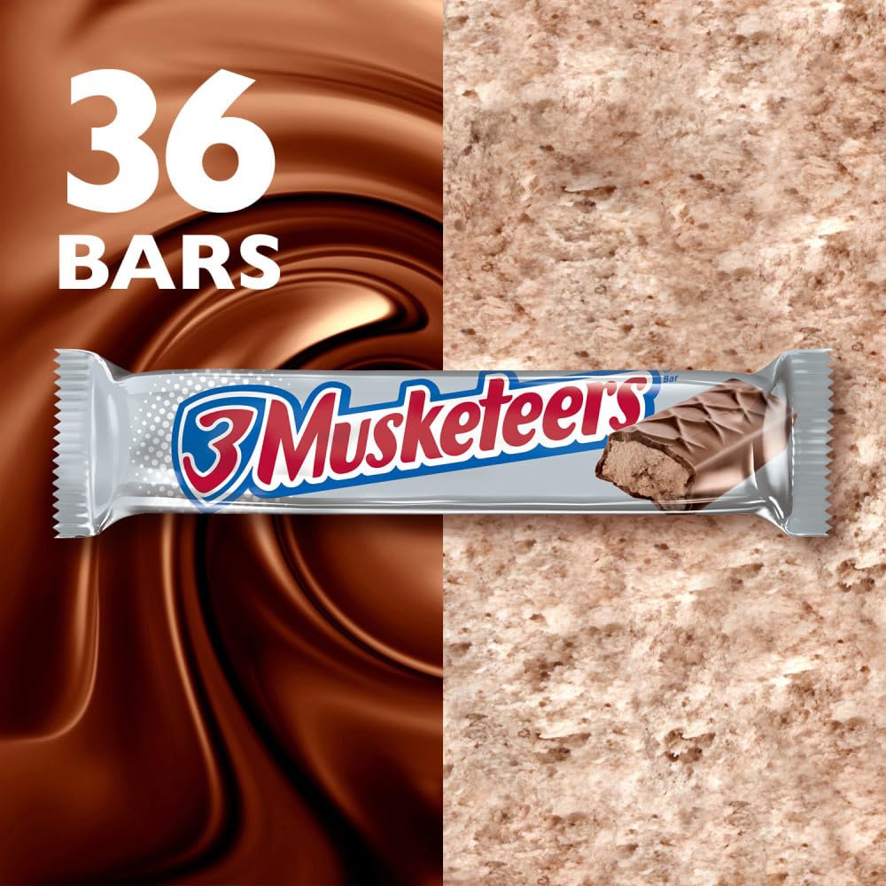 3 MUSKETEERS Milk Chocolate Candy Bars - Full Size Chocolate Bars, 1.92 oz Candy Bar (Pack of 36) Bulk Box - Image 3