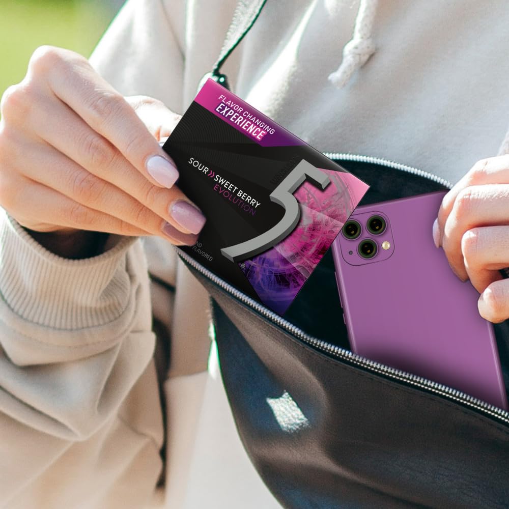 5 GUM Evolution Sour to Sweet Berry Flavor Changing Sugar Free Chewing Gum, 15-Stick Pack, 10 Count - Image 5