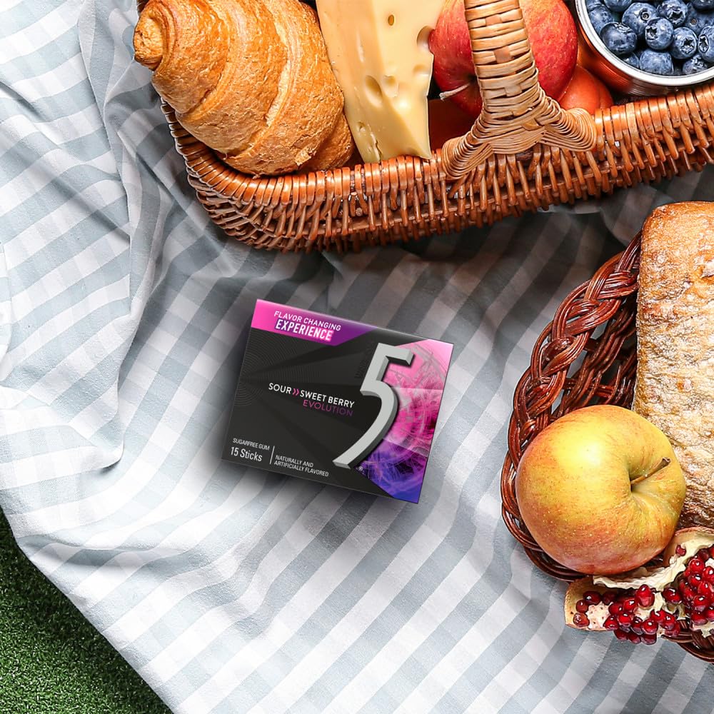 5 GUM Evolution Sour to Sweet Berry Flavor Changing Sugar Free Chewing Gum, 15-Stick Pack, 10 Count - Image 6