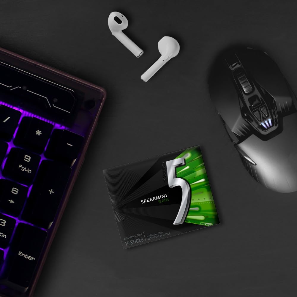 5 Gum Spearmint Rain Sugar Free Chewing Gum Bulk, 15 Stick Box (Pack of 10) - Image 5