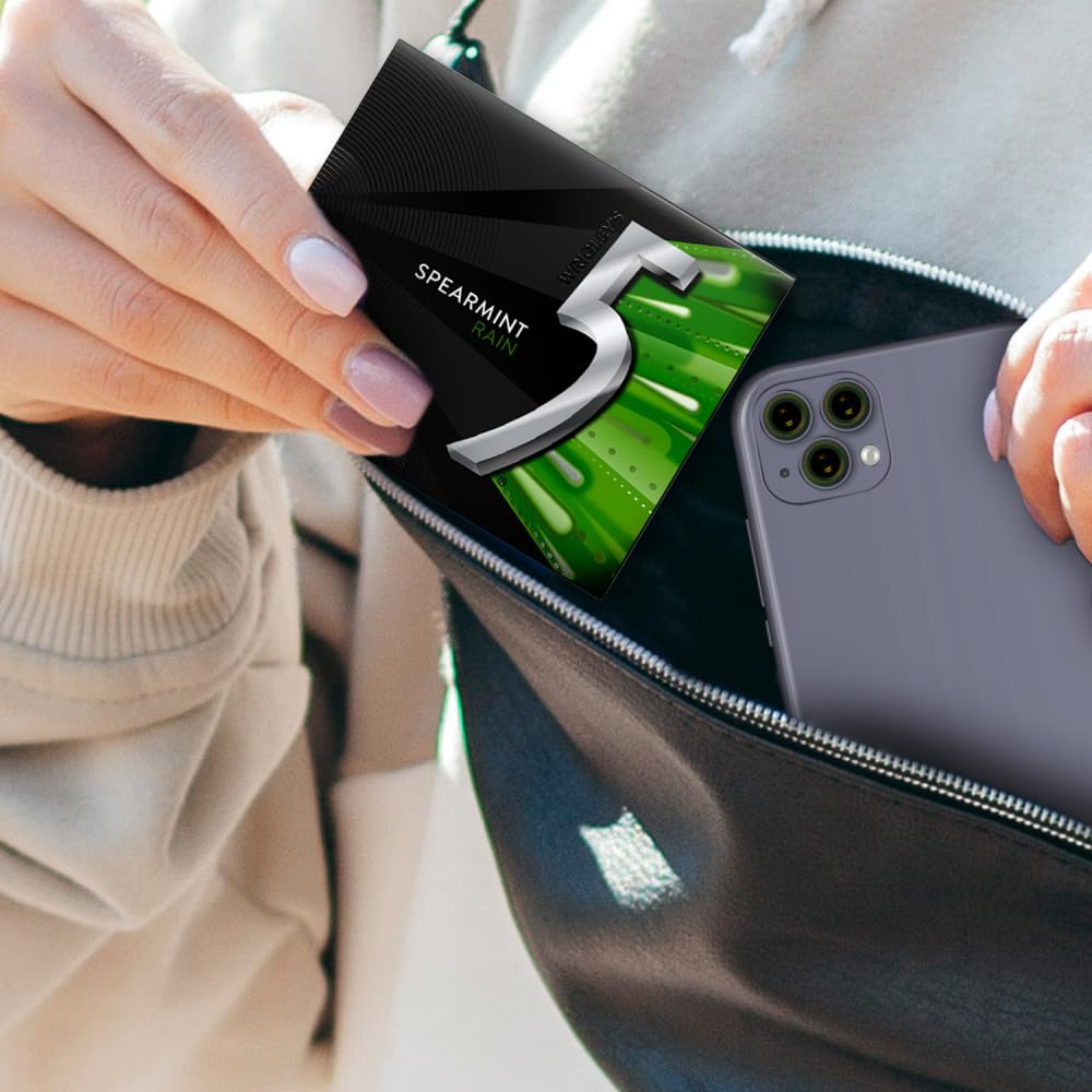 5 Gum Spearmint Rain Sugar Free Chewing Gum Bulk, 15 Stick Box (Pack of 10) - Image 6