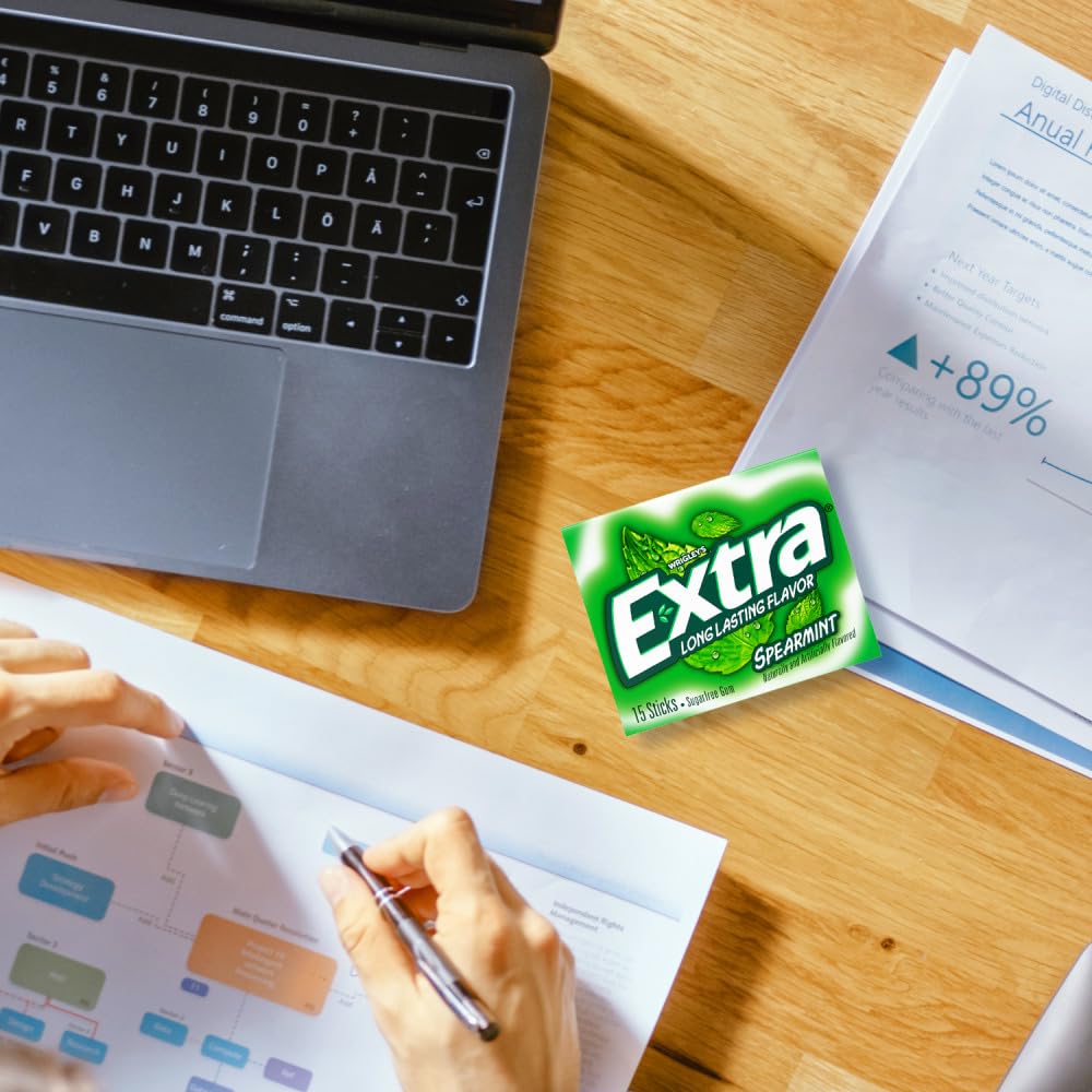 Extra Gum Spearmint Sugarfree Gum Bulk, Individually Wrapped, Perfect for Long Lasting Fresh Breath at School, Work & Travel 15 Count, Pack of 10 - Image 8