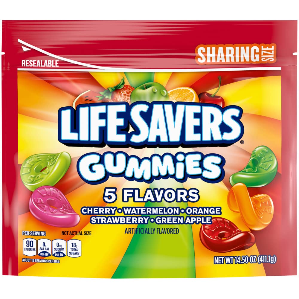 LIFE SAVERS GUMMIES 5 Flavors Gummy Summer Candy, Sharing Size, 14.5 oz Bag - Image 3