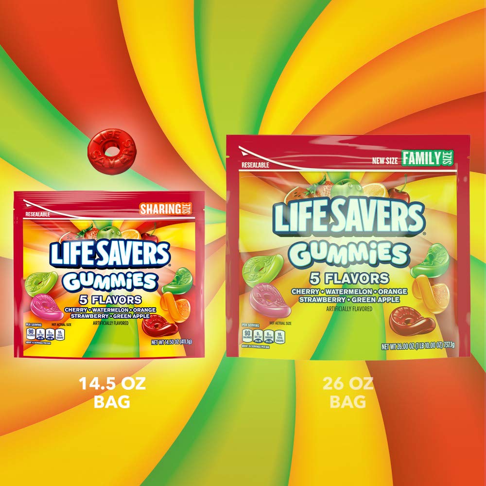 LIFE SAVERS GUMMIES 5 Flavors Gummy Summer Candy, Sharing Size, 14.5 oz Bag - Image 5