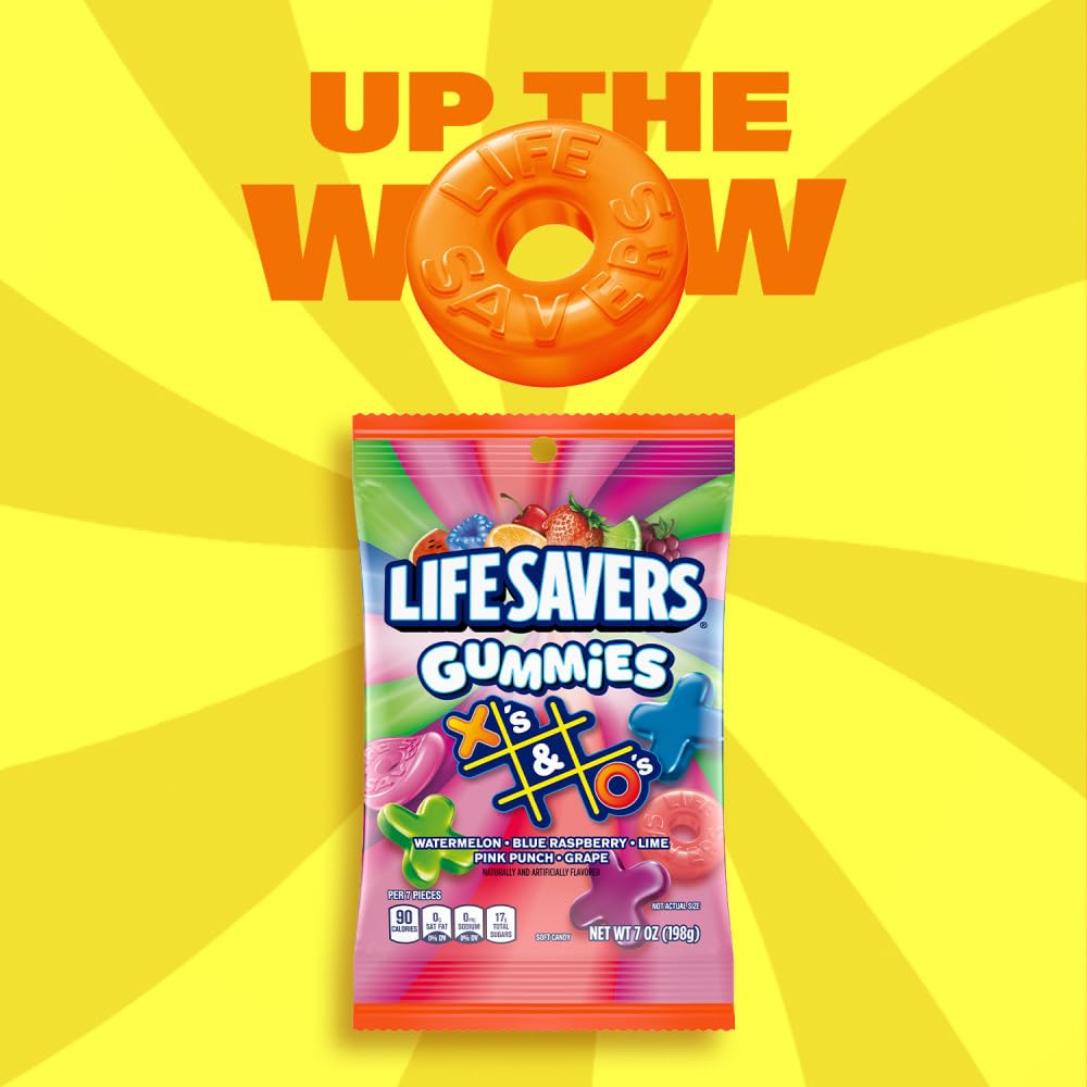 LIFE SAVERS Gummies X's & O's Gummy Candy Game Night Family Game Snack, 7 Oz Bag, 12 Pack - Image 5