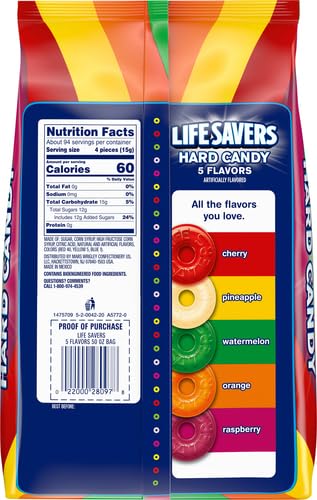 LIFE SAVERS Hard Candy Bag 5 Flavors, Hard Candy Individually Wrapped for Goodie Bags, Road Trips, Treats, Offices, Celebrations, 50-Ounce Party Size (Pack of 2) - Image 5