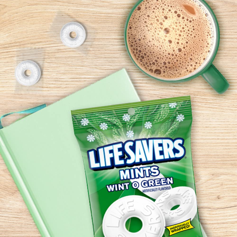 LIFE SAVERS Mints Wint-O-Green Hard Candy Bulk Mints, Hard Candies, Individually Wrapped Single Rolls, .84 Ounce, 20 Count Box - Image 4