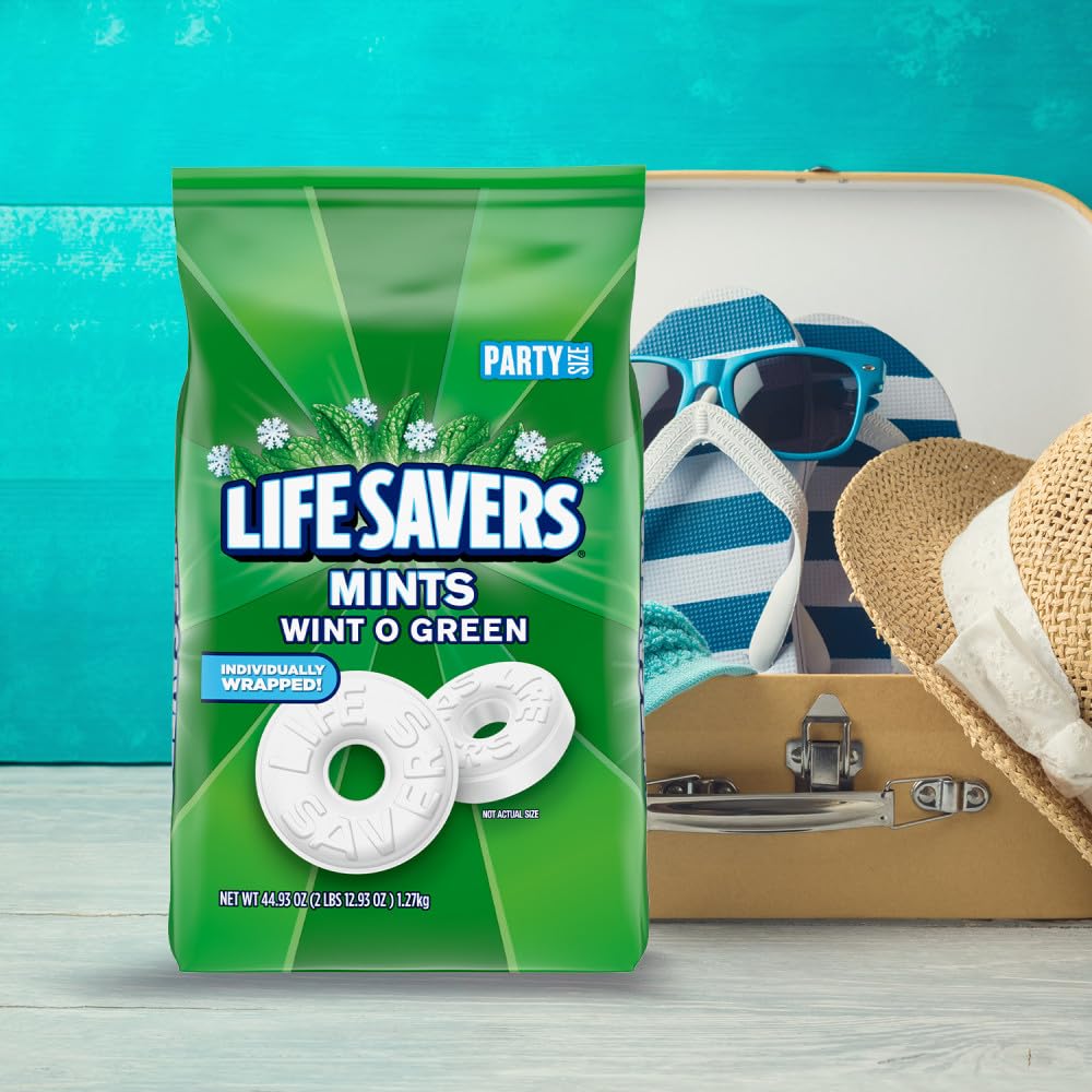 LIFE SAVERS Wint-O-Green Summer Candy Individually Wrapped Hard Mints, Party Size, 2.8 LB Bulk Bag - Image 7