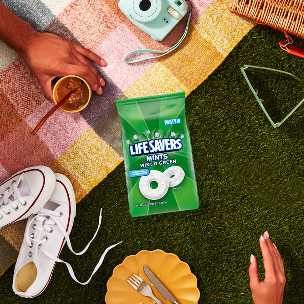 LIFE SAVERS Wint-O-Green Summer Candy Individually Wrapped Hard Mints, Party Size, 2.8 LB Bulk Bag - Image 8