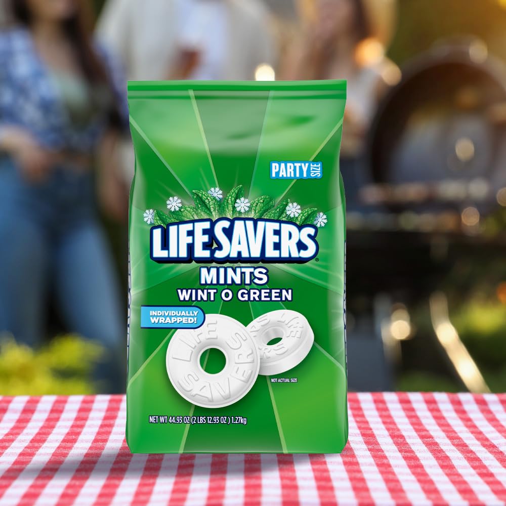 LIFE SAVERS Wint-O-Green Summer Candy Individually Wrapped Hard Mints, Party Size, 2.8 LB Bulk Bag - Image 9