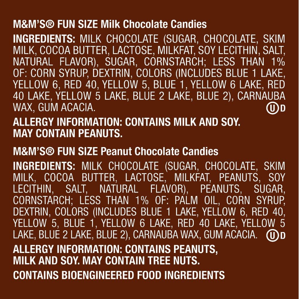 M&M'S Milk Chocolate & M&M'S Peanut Fun Size Candy Individually Wrapped Milk Chocolate Variety Pack Pantry Cube Easy Open and Close Dispenser for Convenient Snacking, 50 Ct Bulk Box - Image 3