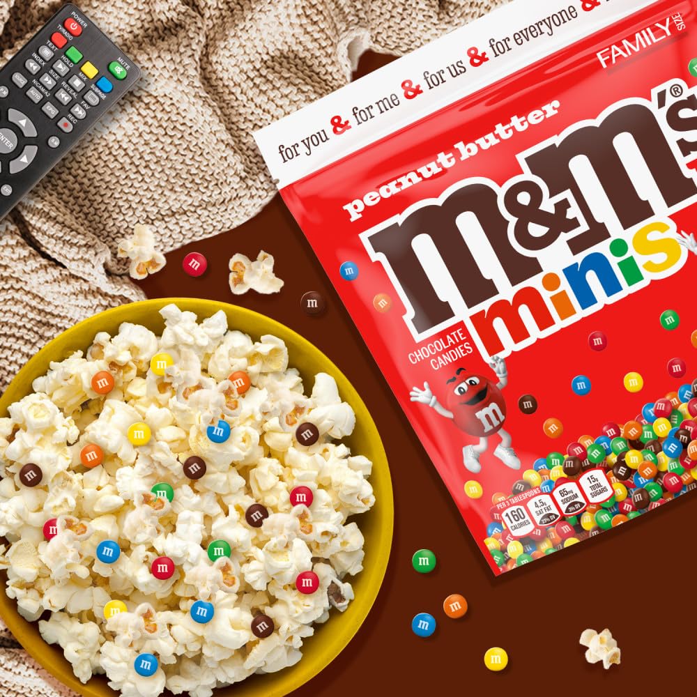 M&M'S Minis Peanut Butter Candy, Family Size, 15 Oz Bulk Resealable Bag (Pack of 2) - Image 7