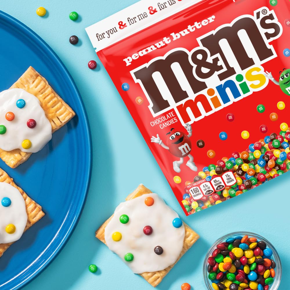 M&M'S Minis Peanut Butter Candy, Family Size, 15 Oz Bulk Resealable Bag (Pack of 2) - Image 8