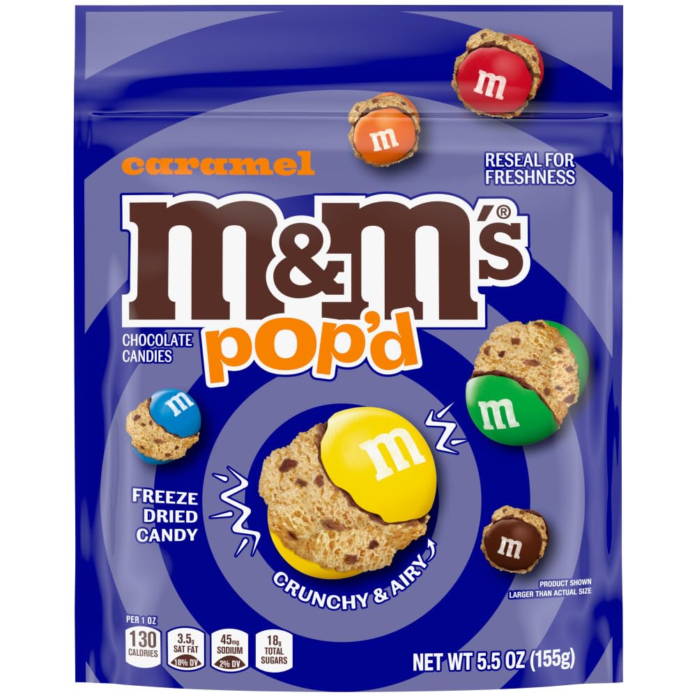 M&M'S Pop'd Caramel Chocolate Crunchy Freeze-Dried Candy 5.5 Oz Resealable Bag - Image 4