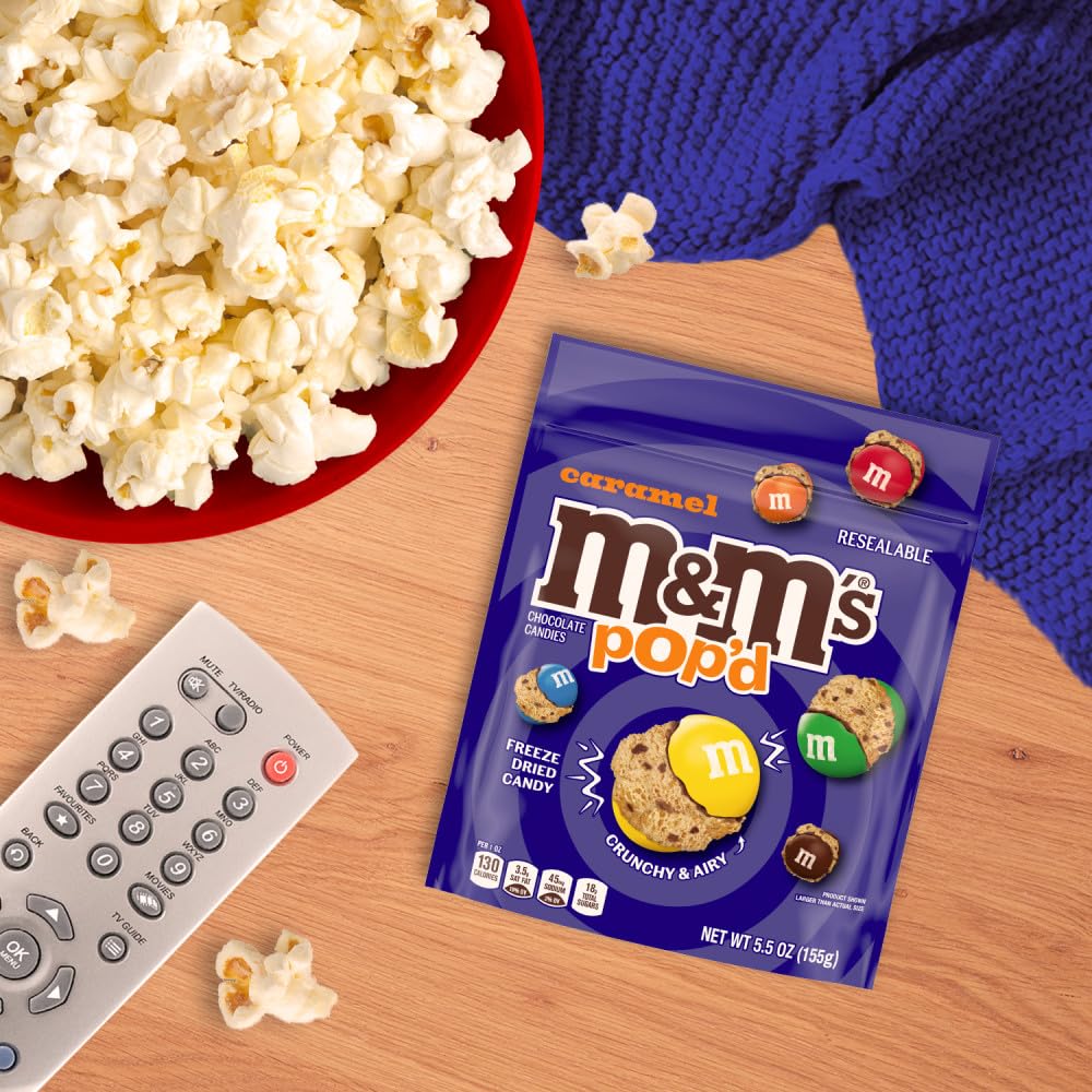 M&M'S Pop'd Caramel Chocolate Crunchy Freeze-Dried Candy 5.5 Oz Resealable Bag - Image 7