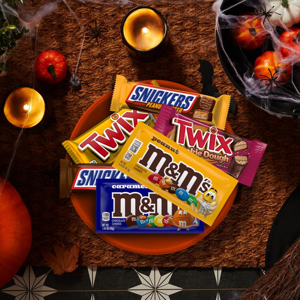 Mars M&M's Peanut, M&M's Caramel, Snickers Original, Peanut Butter Squared, Twix Cookie Dough Variety Pack Full Size Individually Wrapped Milk Chocolate Candy Bars, 18 Ct - Image 4
