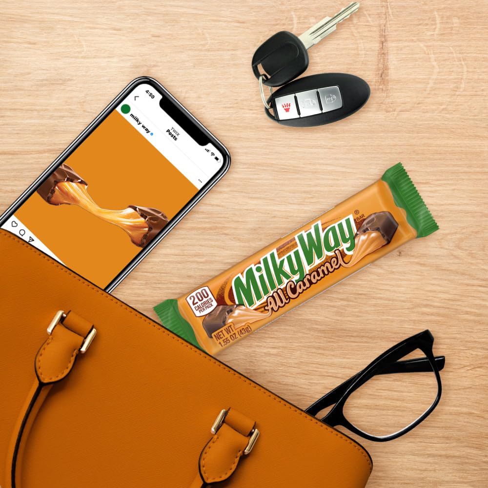 MILKY WAY All Caramel Milk Chocolate Bar Caramel Candy Full Size Bar, 1.55 Oz Single Pack, 24 Count - Image 7