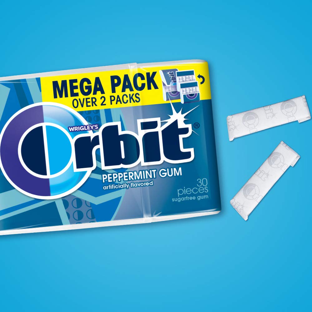 ORBIT Peppermint Sugar Free Chewing Gum Travel Essentials Mint Spring Break Travel Gum, 30 Ct Mega Pack - Image 4