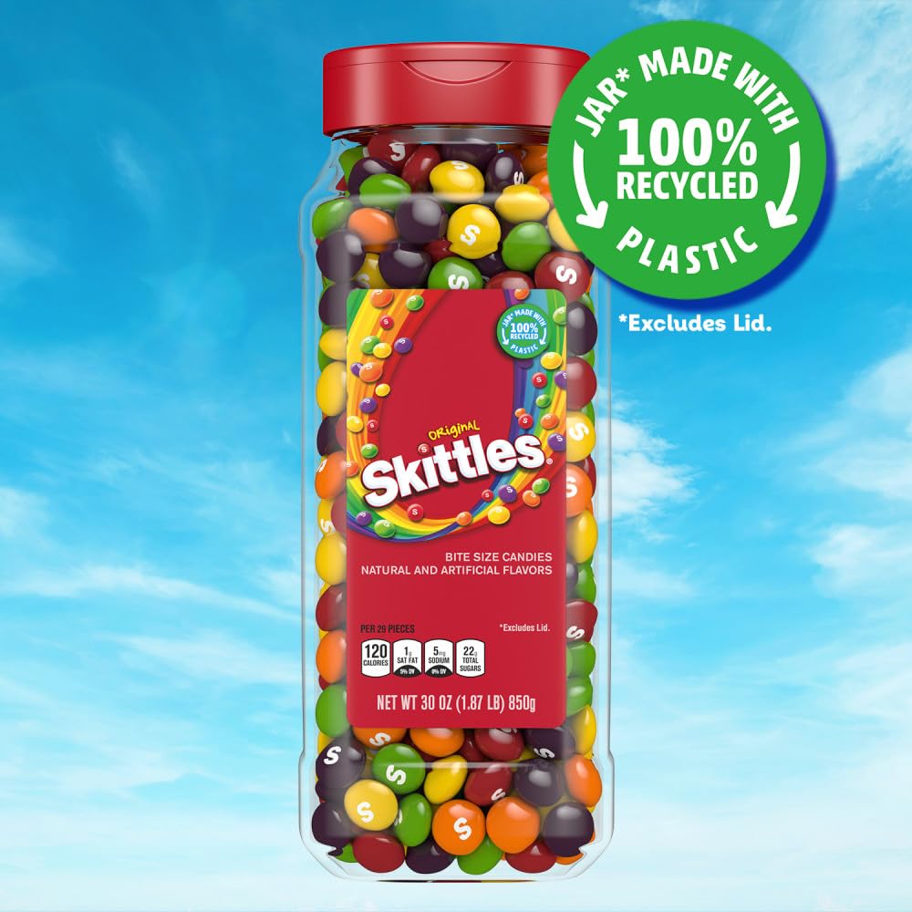 SKITTLES Original Chewy Fruity Rainbow Candy For Mid Day Snacking, Road Trips, Gaming & Party Fun, 30 Oz Resealable Bulk Candy Jar - Image 5