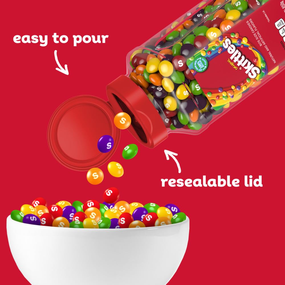 SKITTLES Original Chewy Fruity Rainbow Candy For Mid Day Snacking, Road Trips, Gaming & Party Fun, 30 Oz Resealable Bulk Candy Jar - Image 7