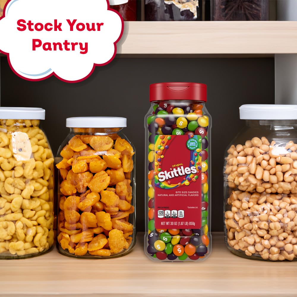 SKITTLES Original Chewy Fruity Rainbow Candy For Mid Day Snacking, Road Trips, Gaming & Party Fun, 30 Oz Resealable Bulk Candy Jar - Image 8