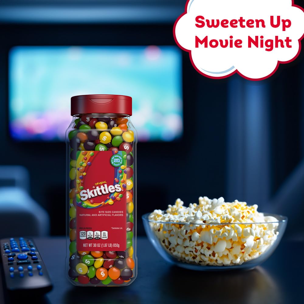 SKITTLES Original Chewy Fruity Rainbow Candy For Mid Day Snacking, Road Trips, Gaming & Party Fun, 30 Oz Resealable Bulk Candy Jar - Image 9