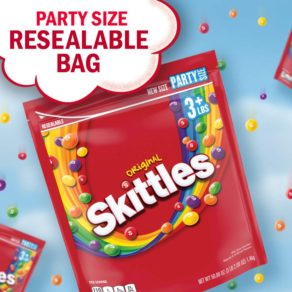 SKITTLES Original Summer Chewy Candy, Party Size, 50 Oz Resealable Bulk Candy Bag - Image 5