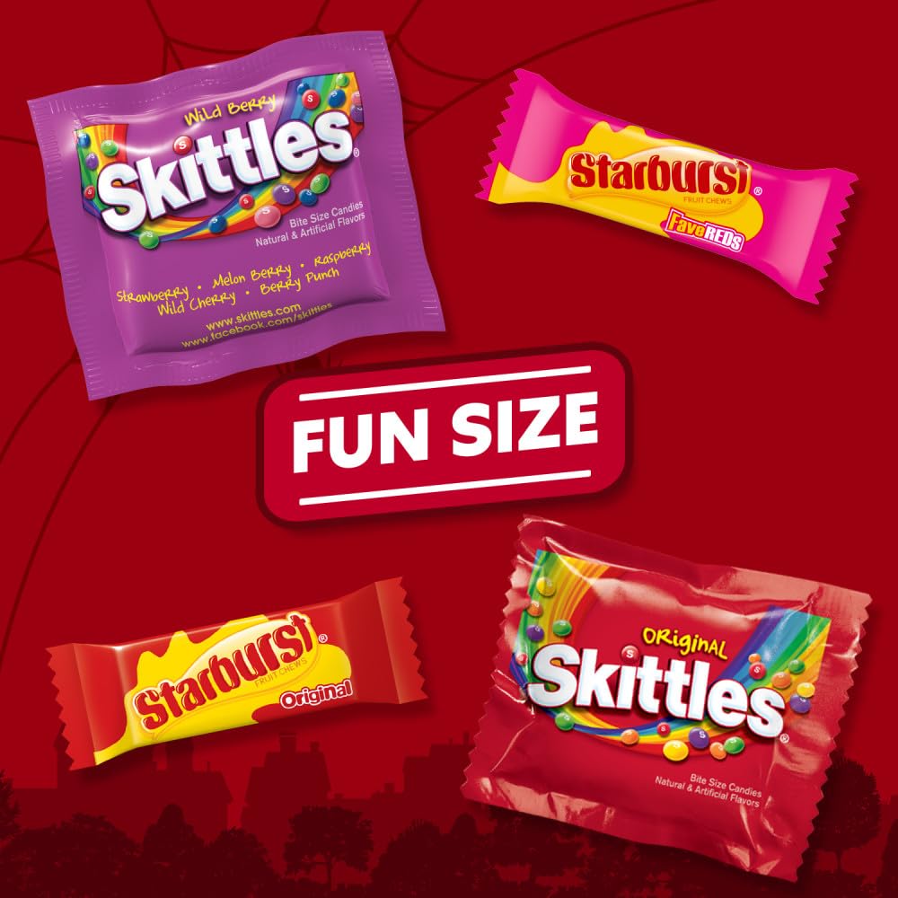 SKITTLES Original & Wild Berry, Starburst Original & FaveReds Fun Size Chewy Candy, Assorted Variety, Candy Bulk Individually Wrapped, 32.28 Oz Jumbo, Bulk Bag - Image 4