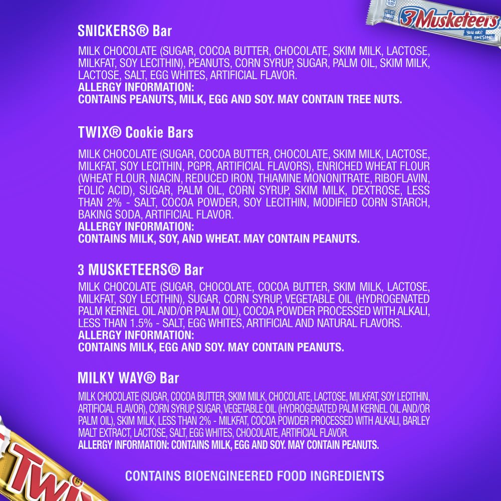 SNICKERS, TWIX, MILKY WAY & 3 MUSKETEERS Individually Wrapped Variety Pack Full Size Milk Chocolate Candy Bars Bulk Assortment, 33.31 oz, 18 Bars - Image 10