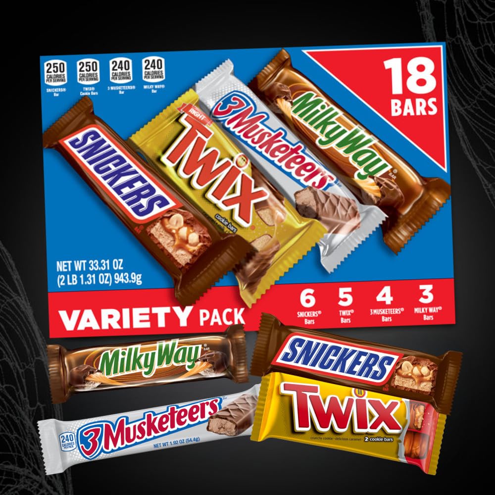 SNICKERS, TWIX, MILKY WAY & 3 MUSKETEERS Individually Wrapped Variety Pack Full Size Milk Chocolate Candy Bars Bulk Assortment, 33.31 oz, 18 Bars - Image 4