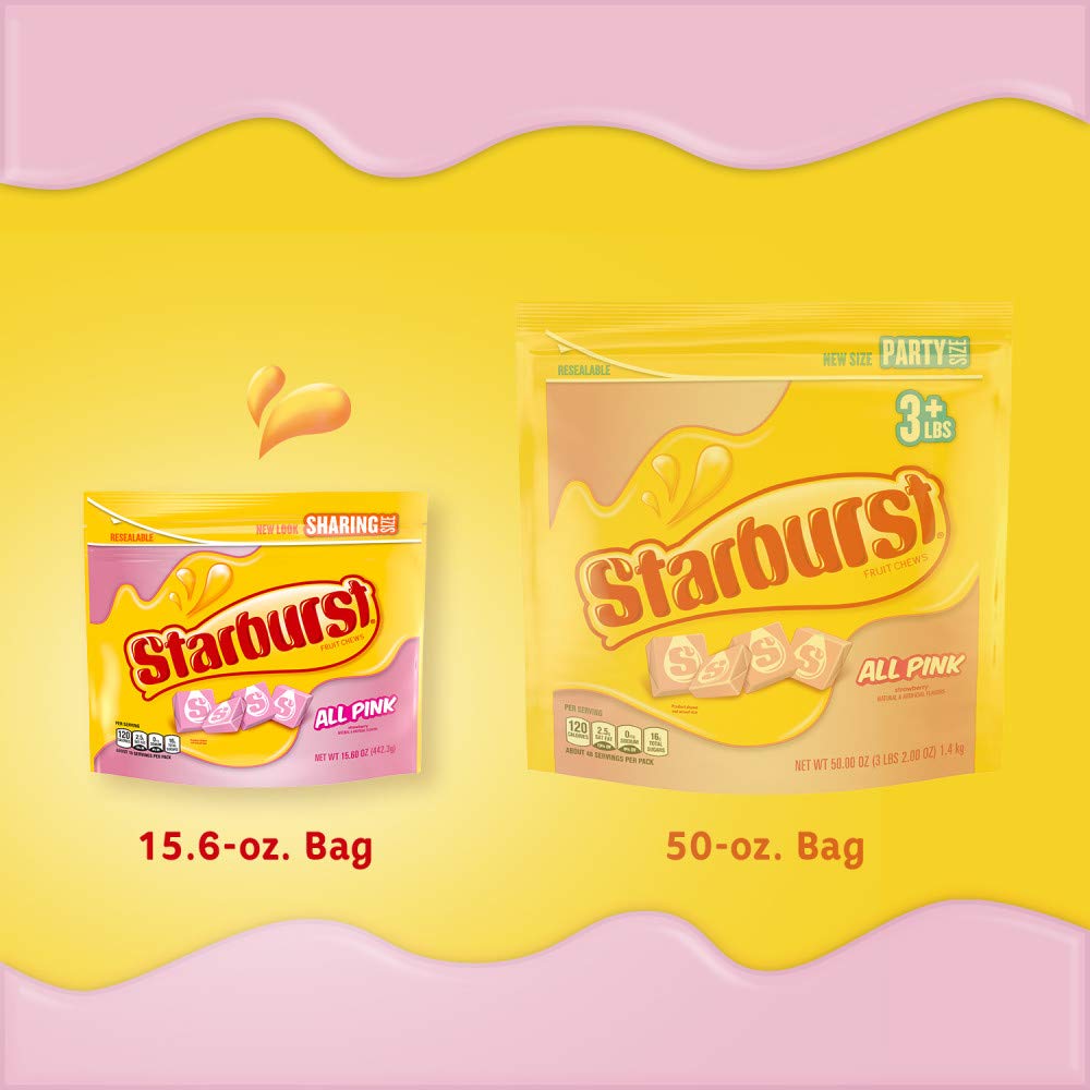 STARBURST All Pink Fruit Chews Chewy Candy Bulk Pack, Sharing Size, 15.6 oz Bag (Pack of 6) - Image 4