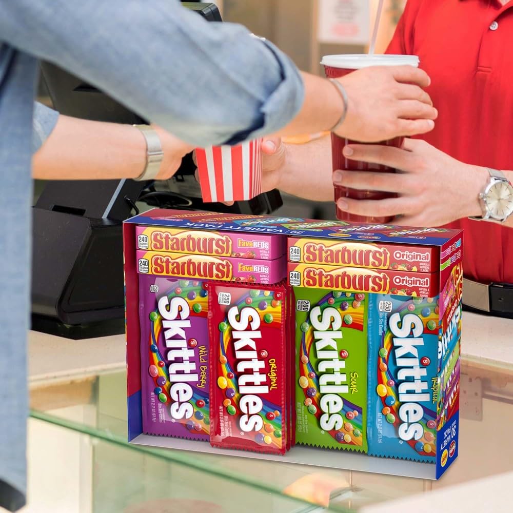 STARBURST Original & FaveRed and SKITTLES Original, Wild Berry, Sour and Tropical Chewy Candy Full Size Travel Essentials Variety Pack, 30 Count Bulk Box - Image 6