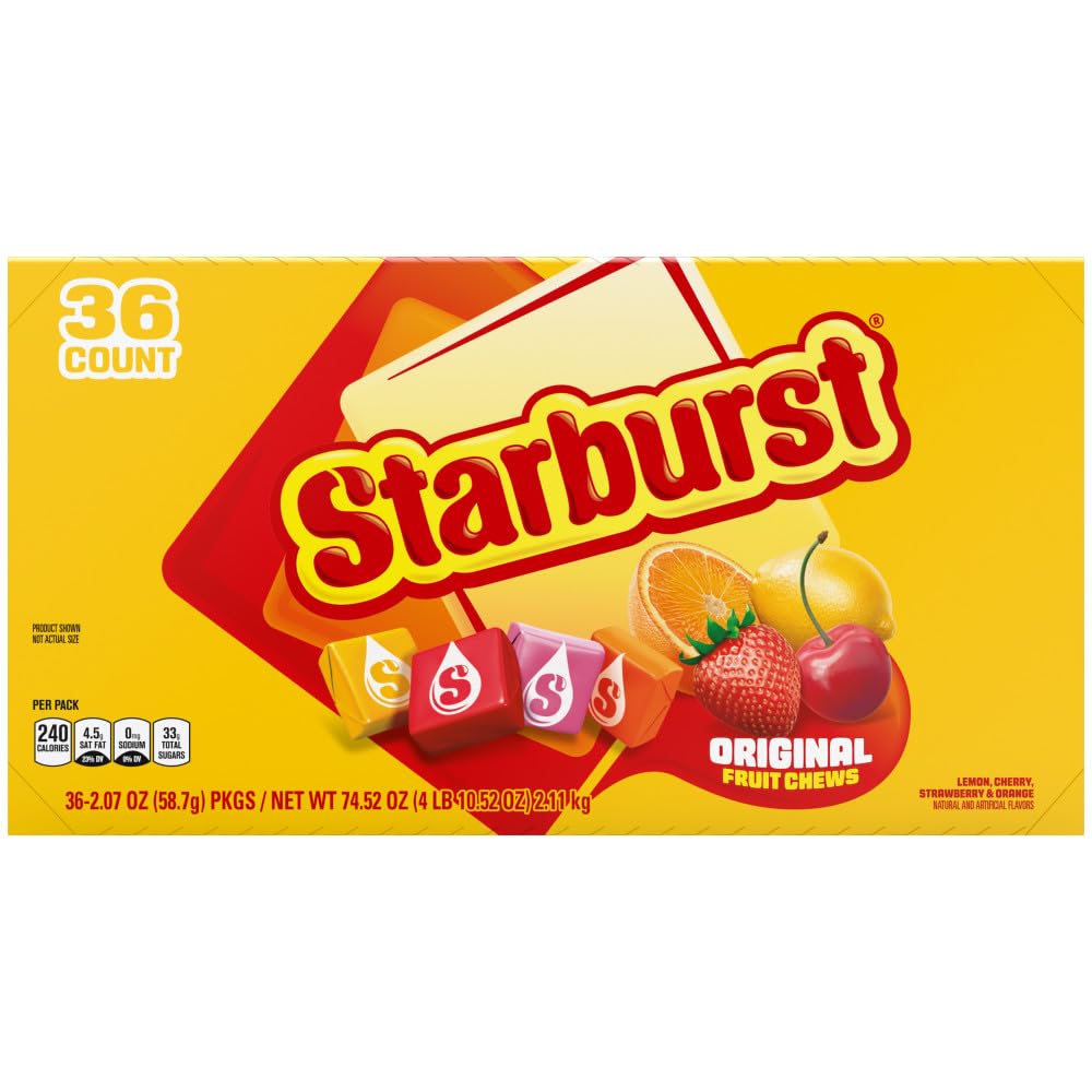 STARBURST Original Full Size Fruit Chews Candy Bulk, Chewy Candy for Parties, 2.07 oz (36 Single Packs) - Image 4