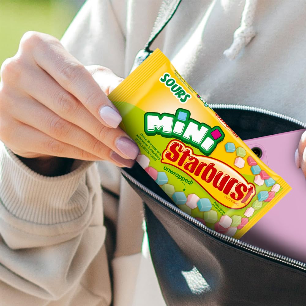 Starburst Sour Candy Minis Fruit Chews, 24 x 1.85 oz, Cherry, Blue Raspberry, Watermelon, and Strawberry Sour Fruity Candies - Image 4