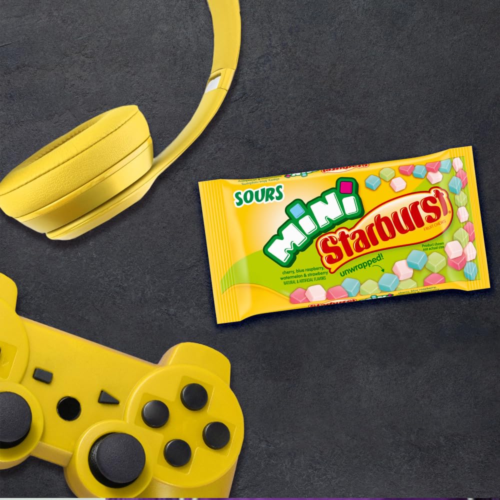 Starburst Sour Candy Minis Fruit Chews, 24 x 1.85 oz, Cherry, Blue Raspberry, Watermelon, and Strawberry Sour Fruity Candies - Image 5