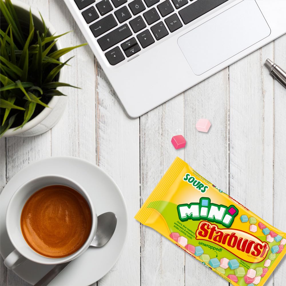 Starburst Sour Candy Minis Fruit Chews, 24 x 1.85 oz, Cherry, Blue Raspberry, Watermelon, and Strawberry Sour Fruity Candies - Image 6