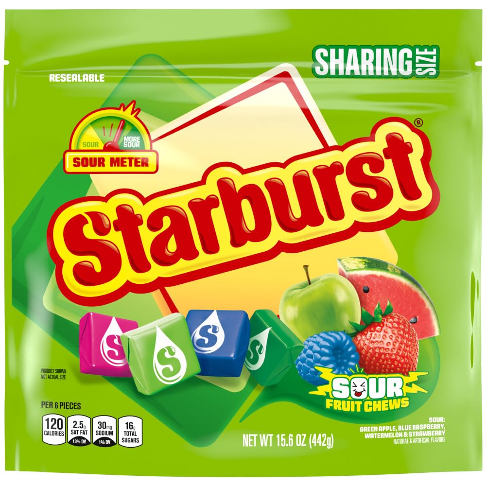 STARBURST Sour Chewy Candy Individually Wrapped Fruit Chew, Sharing Size, 15.6 Oz Resealable Bag - Image 4
