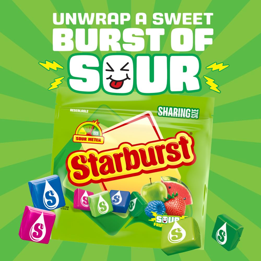 STARBURST Sour Chewy Candy Individually Wrapped Fruit Chew, Sharing Size, 15.6 Oz Resealable Bag - Image 5