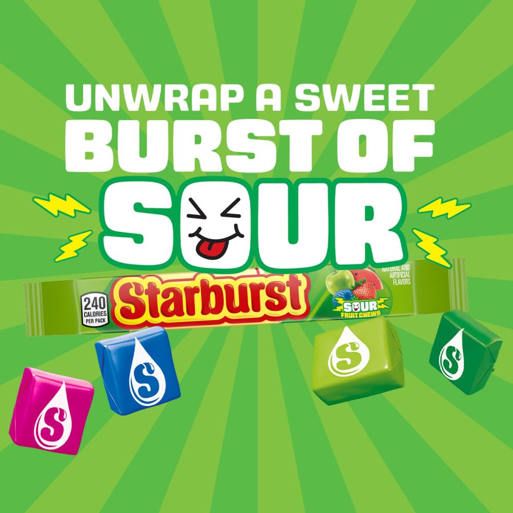 STARBURST Sour Chewy Candy Individually Wrapped Tart Fruit Chew, Share Size, 2.07 Oz Pack, 24 Count - Image 3