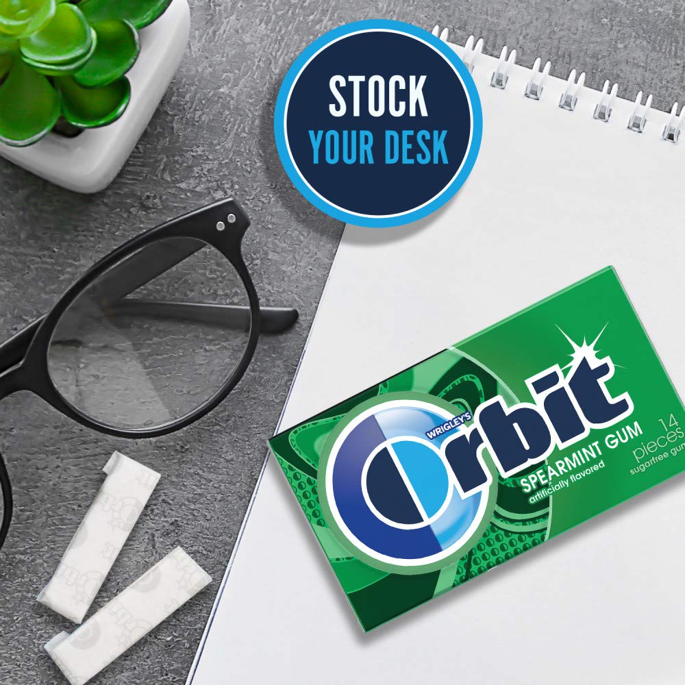 WRIGLEY'S ORBIT Gum Sugar-Free Spearmint - 12 Packs in Bulk, 14 Pieces Each - Chewing Gum, 168 Total Pieces - Image 6