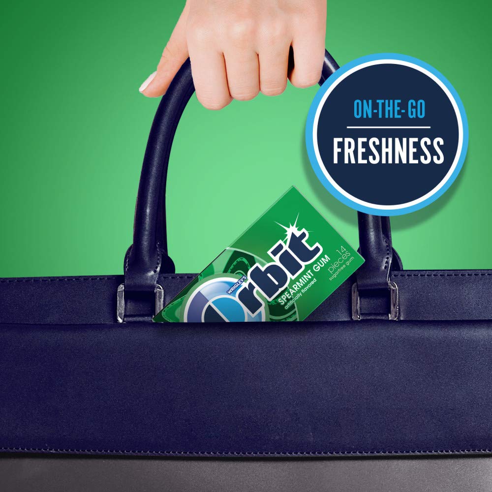 WRIGLEY'S ORBIT Gum Sugar-Free Spearmint - 12 Packs in Bulk, 14 Pieces Each - Chewing Gum, 168 Total Pieces - Image 8